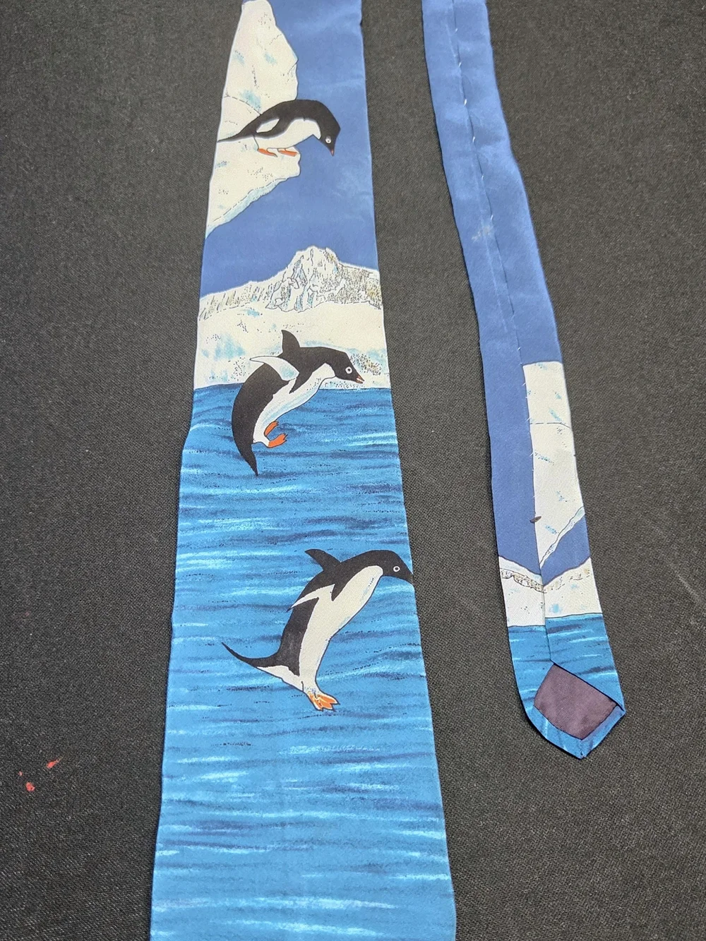 Men's Blue Penguin Print Tie - Brand Not Visible
